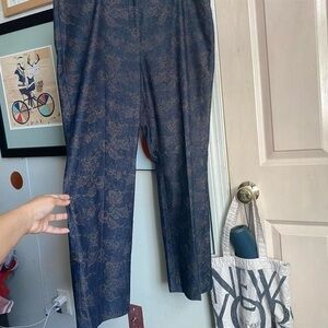 Elegant Blue Patterned Women's Pants